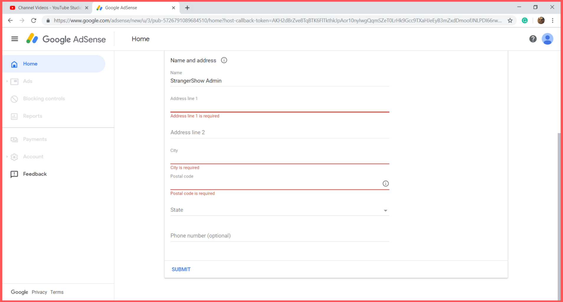 adsense payment details