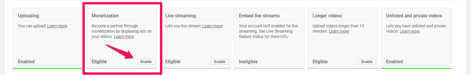 Enable Monetization Button