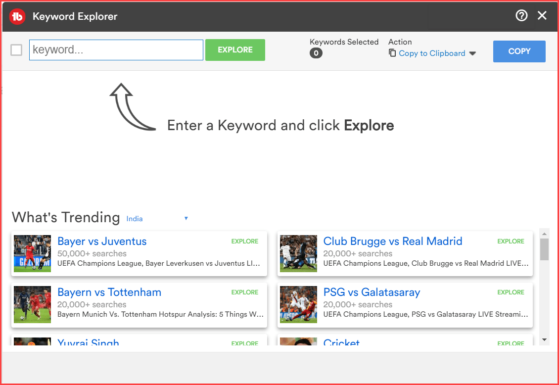 YouTube Keyword Explorer Tool by TubeBuddy