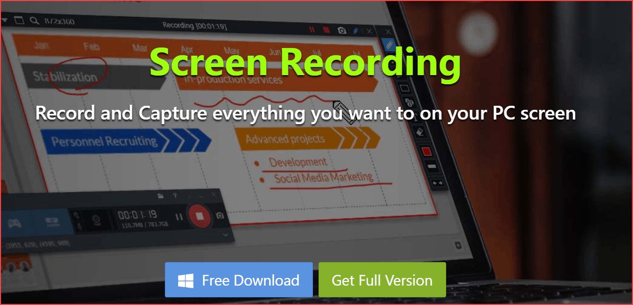 Bandicam screen recording tool