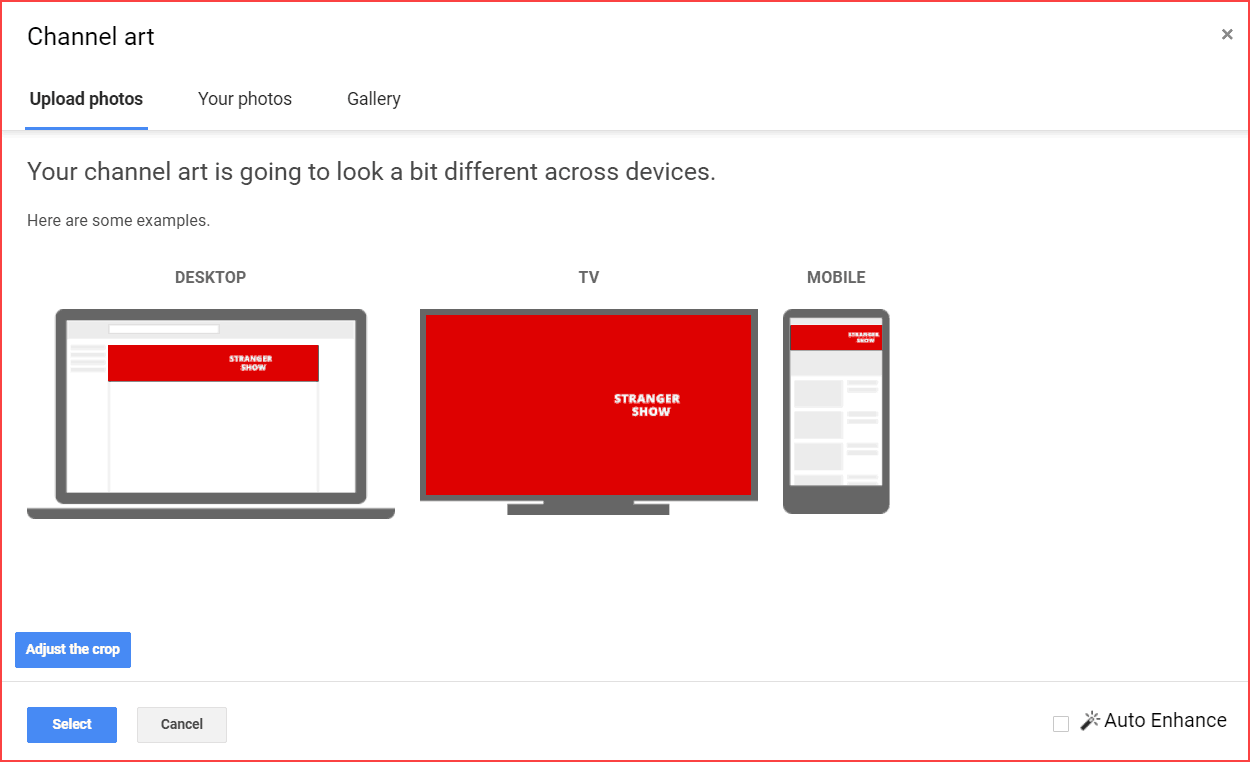 Channel art on different devices (Desktop, Tv, mobile)