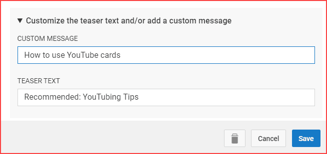 Custom Message and Teaser Text