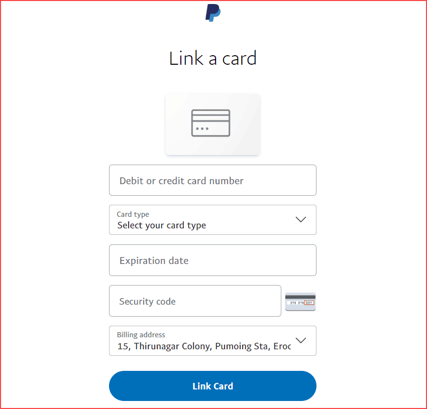 Link cards in PayPal