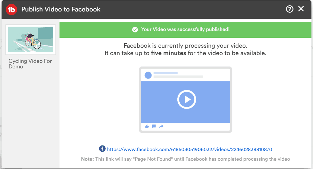Publish video to facebook successfully