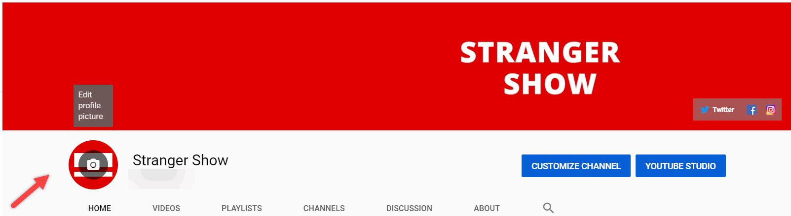 Hover the channel icon to change your Channel logo
