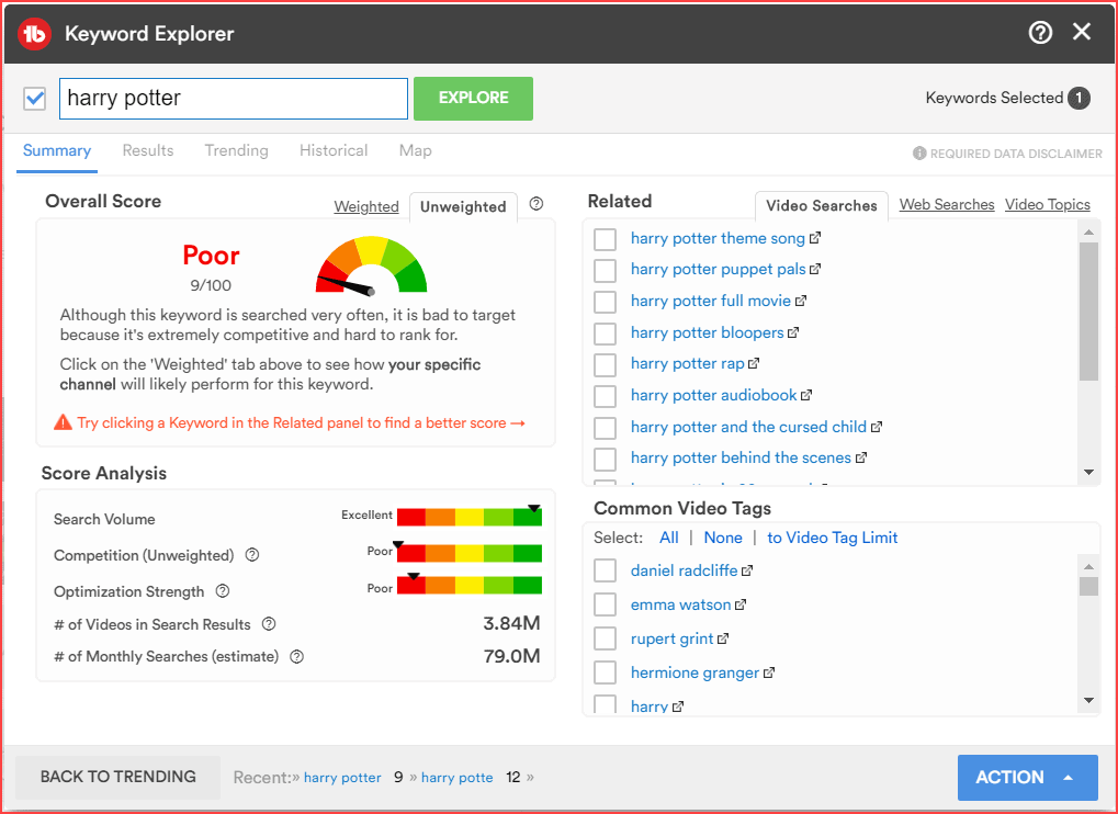 TubeBuddy YouTube Keyword Explorer