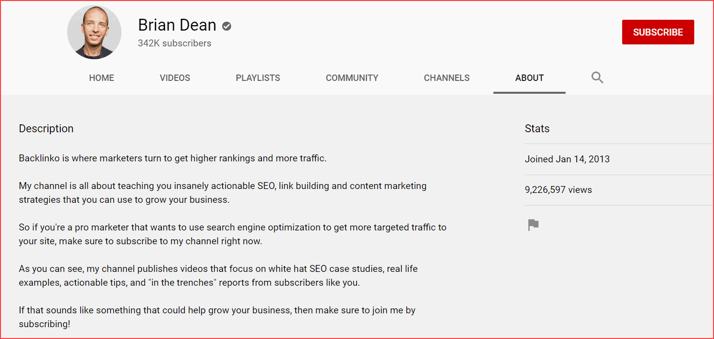 Brian Dean Channel Description