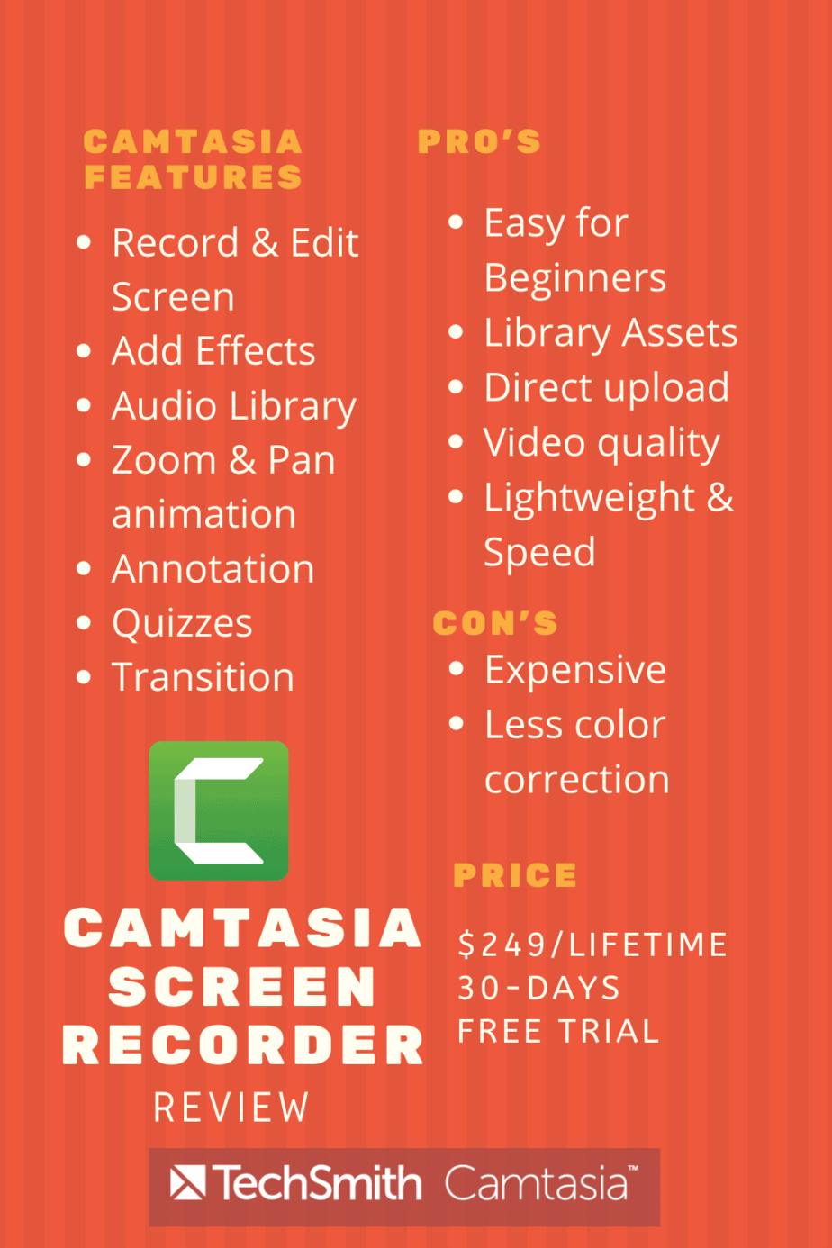 Camtasia Screen Recorder Review Pinterest Image