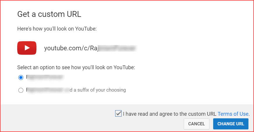 Channel Custom URL