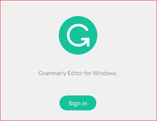 Sign in Page of Grammar tool