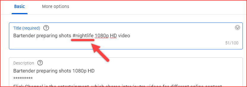 How to add Hashtag in video title