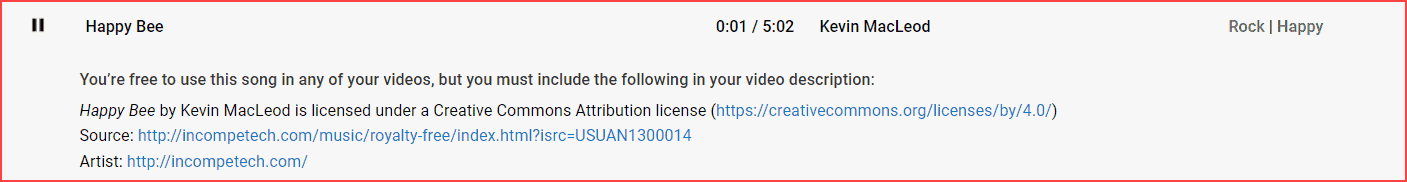 Licensed song in YouTube audio library