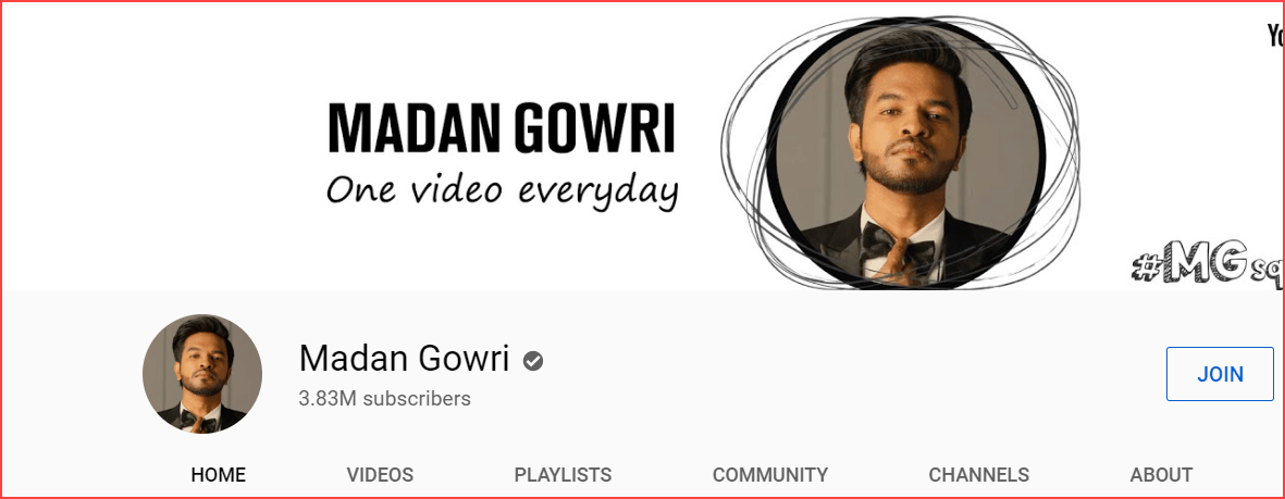 Madan Gowri YouTube channel