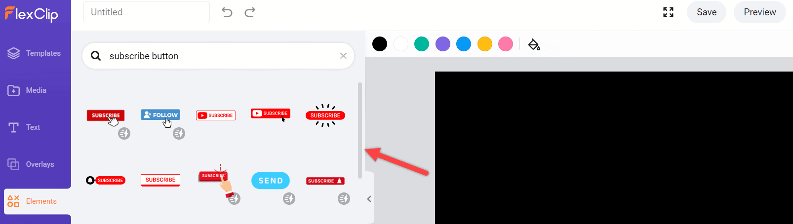 Adding subscribe animation in flexclip