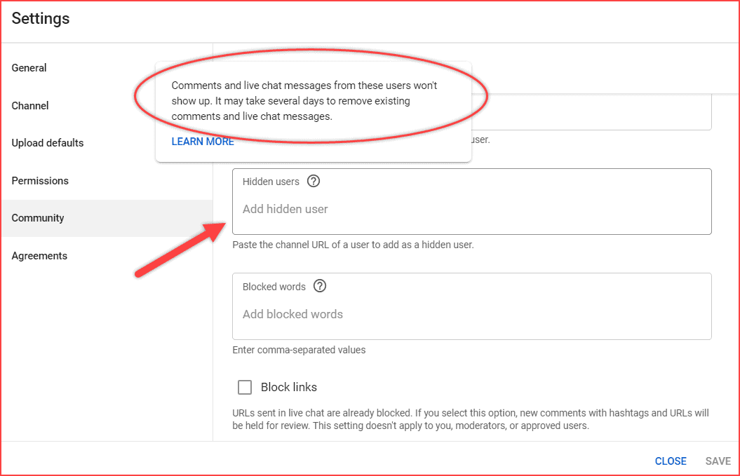 Hidden User option to stop the spam comments on YouTube