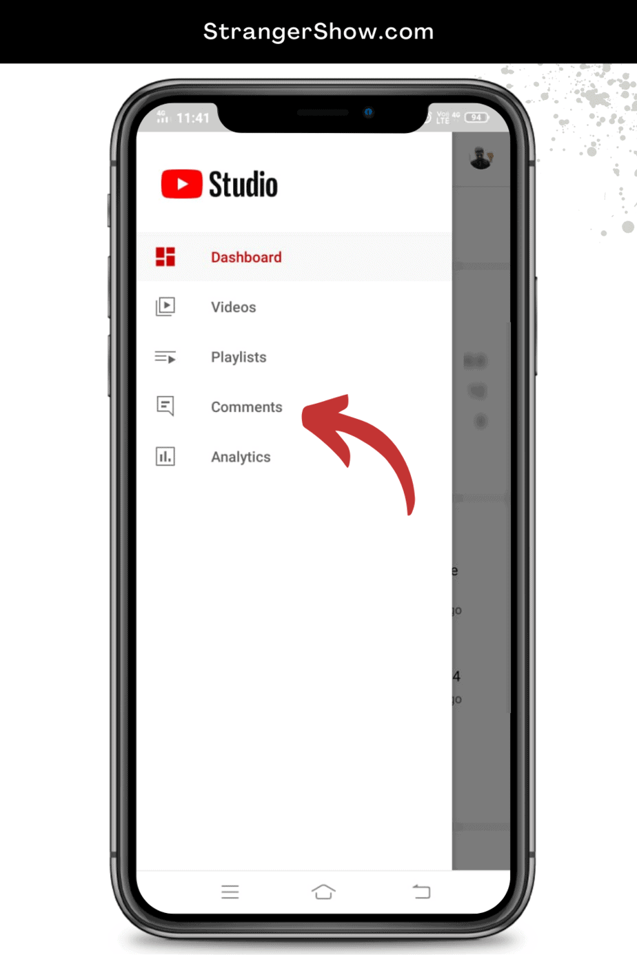 How to read comments from YouTube studio app