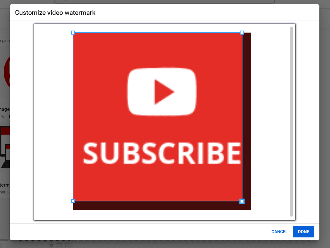 Crop and customize video watermark Subscribe Button on YouTube Video
