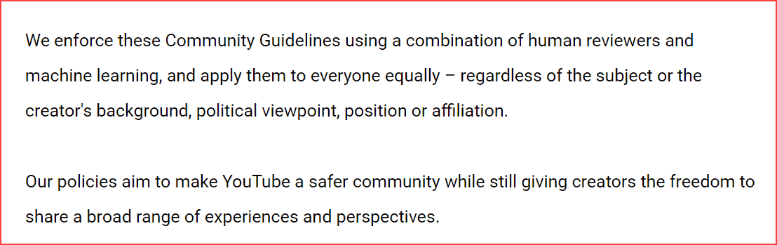 YouTube community guidelines