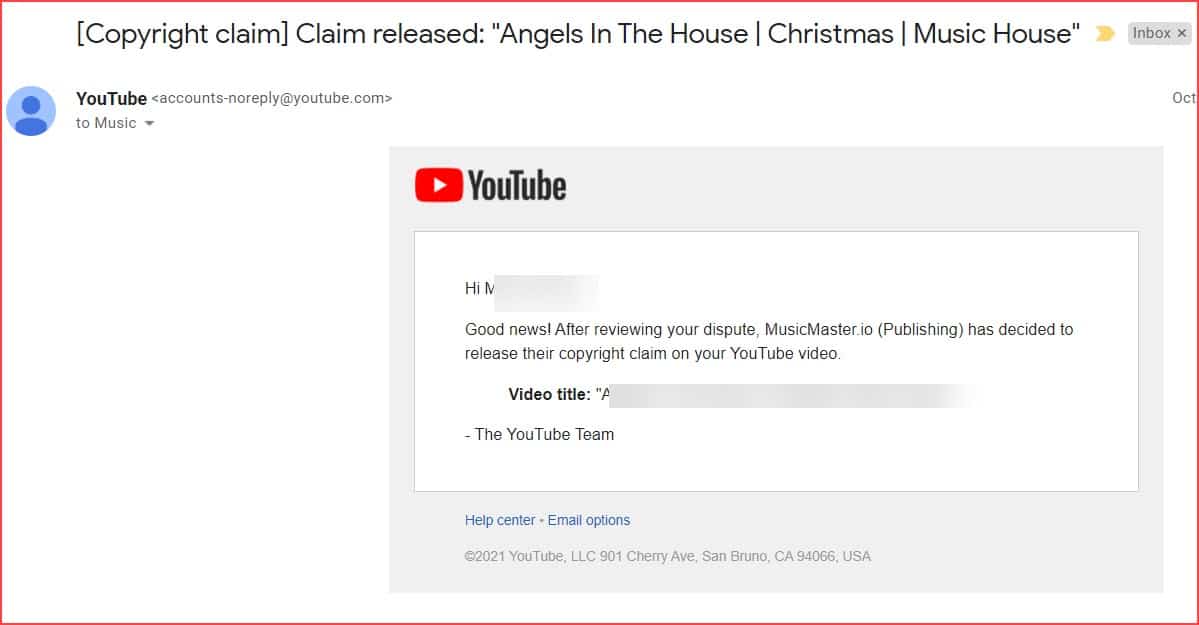 Copyright claim released