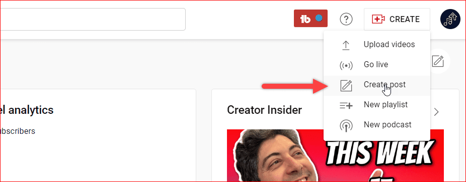 Create a Post on YouTube Studio