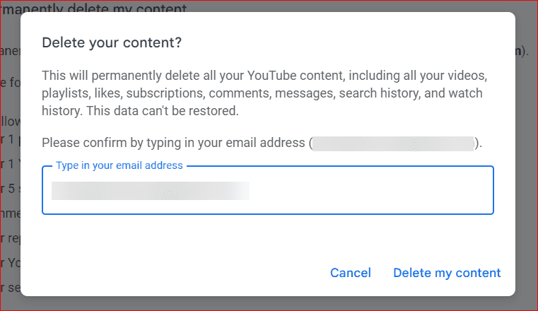 Delete YouTube Channel Confirmation