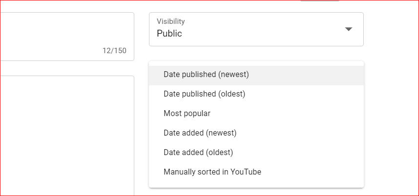 Podcast Episodes order on YouTube date published