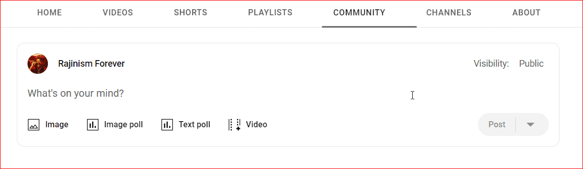 YouTube community Post on channel