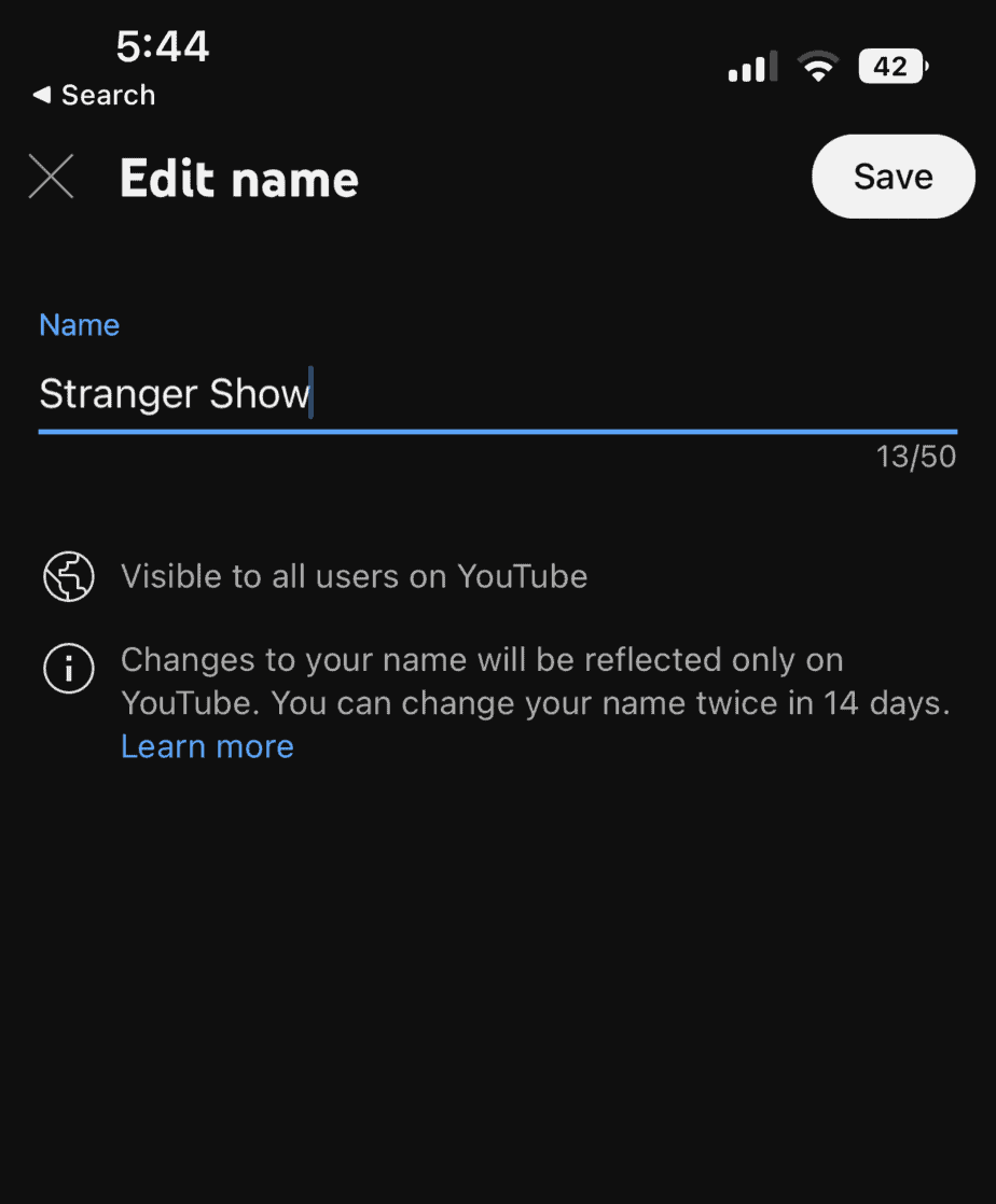 Change Channel name from Mobile APP