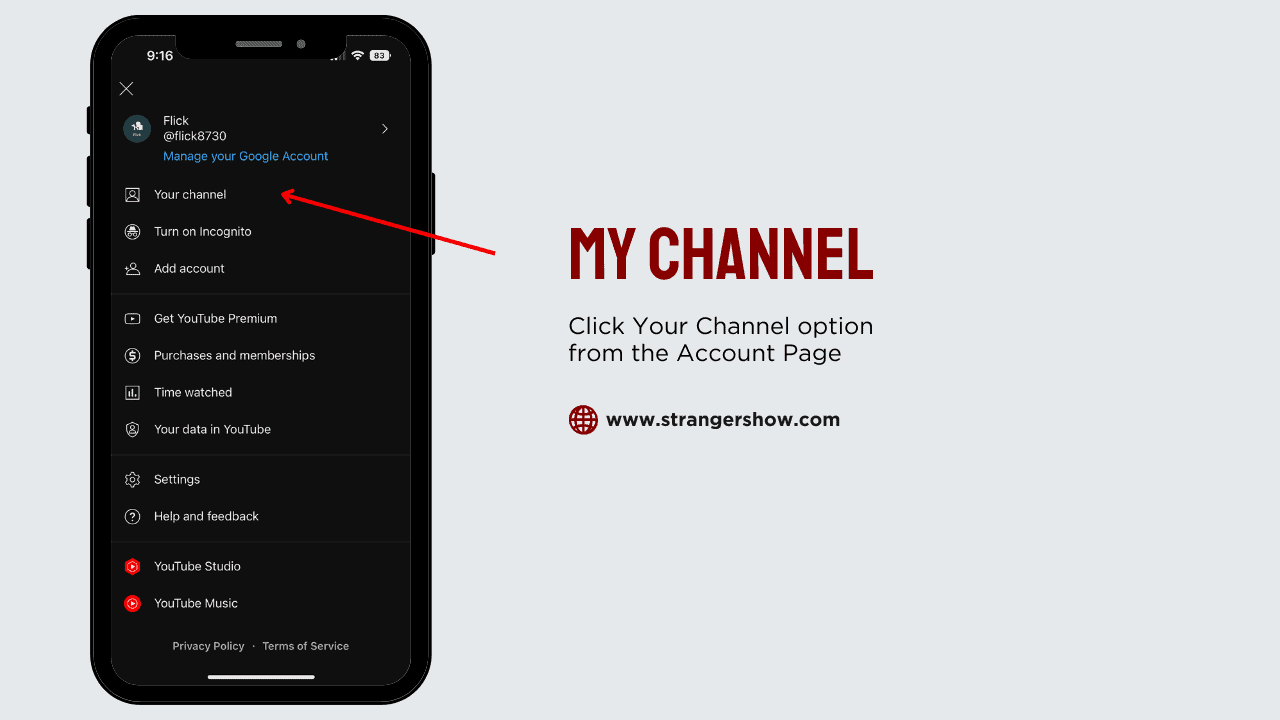 Choose my channel from YouTube app