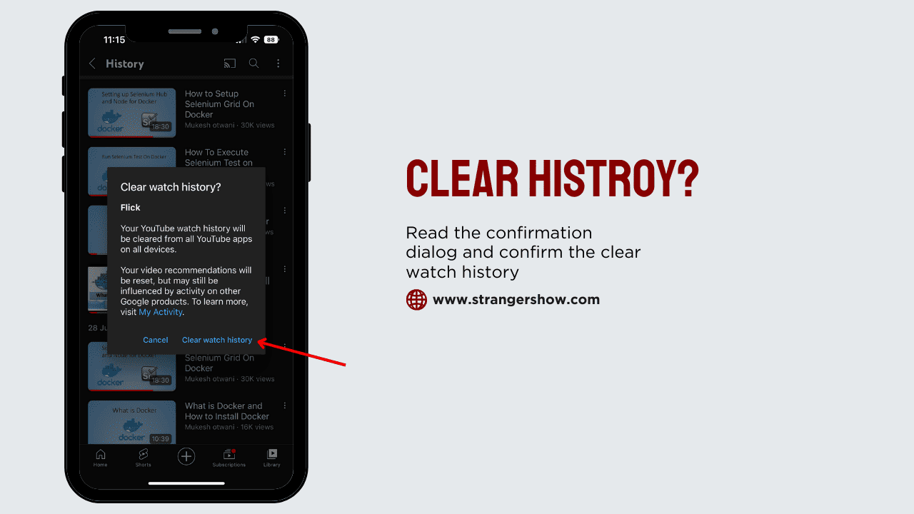 Clear all watch history from mobile app