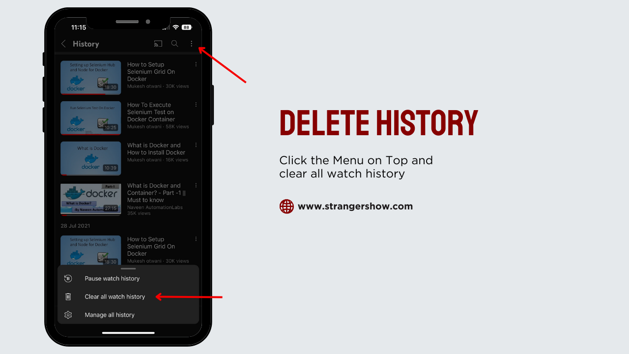 Delete History Option from Mobile