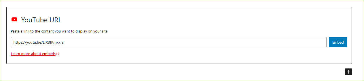 YouTube URL Embed on WordPress blog editor page