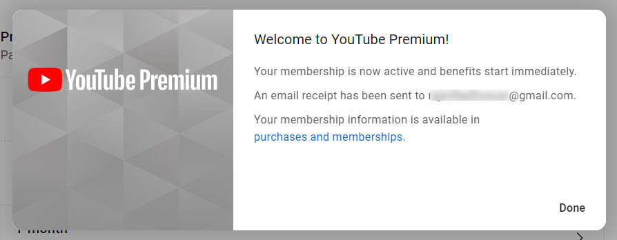 Welcome to YouTube Premium Messages
