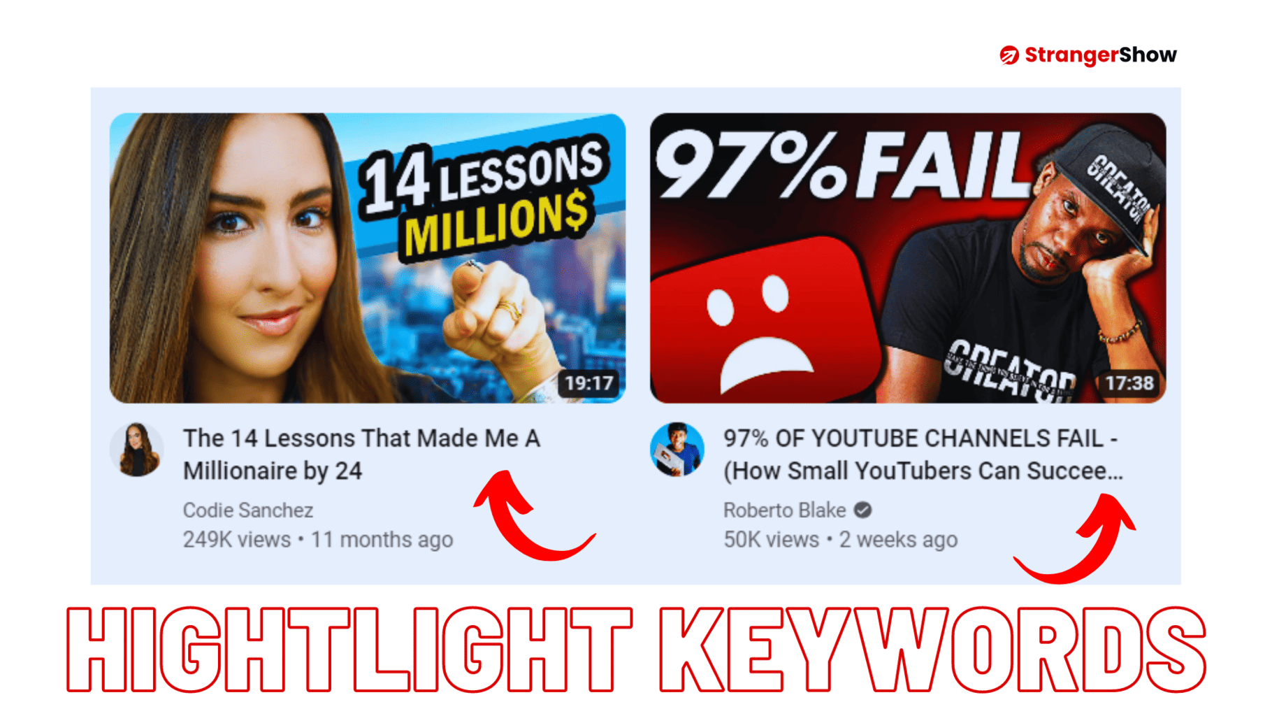 Highlight keywords in video title: Title and Thumbnail battle