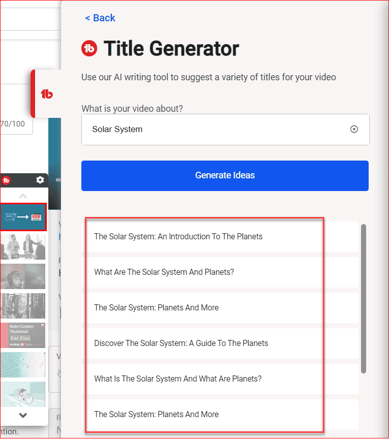 TubeBuddy AI Ideas