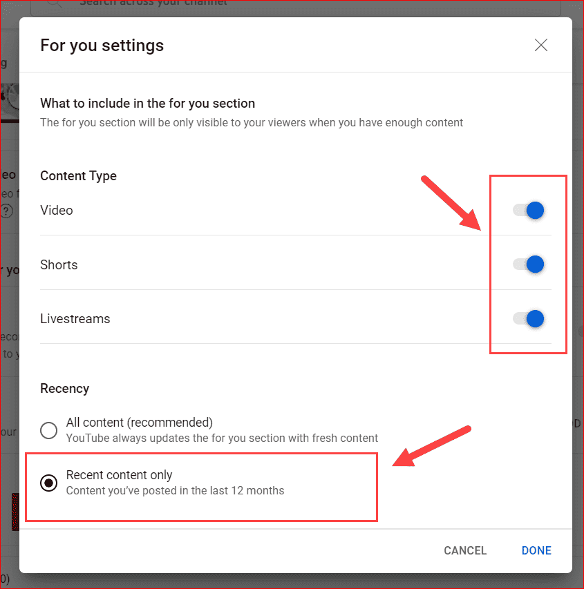 For you settings page on customization