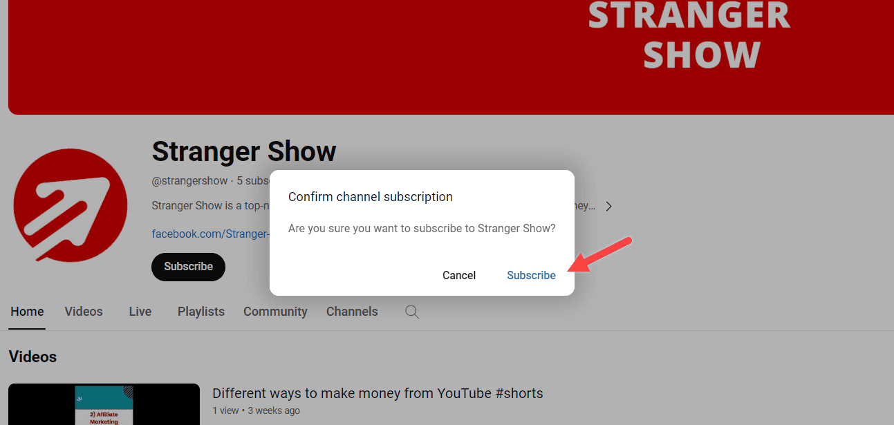 Confirm Subscribe Dialog Box