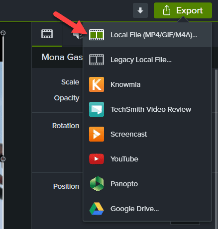 Export file in MP4