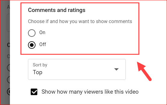comments and rating for uploading new videos