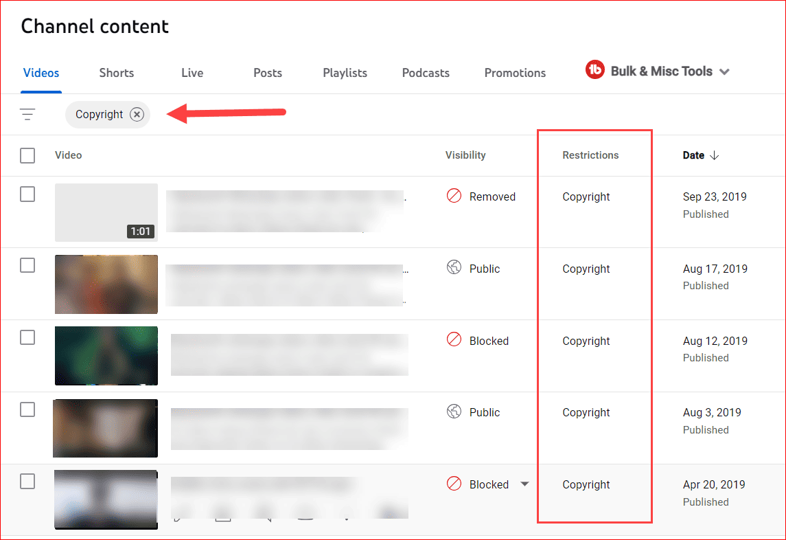 YouTube Copyrights Checker with Filtered YouTube Videos