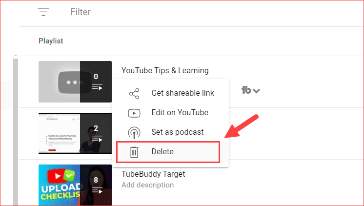 Delete the YouTube Playlist
