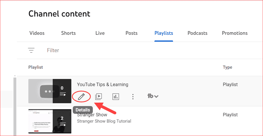 Edit button on channel content page