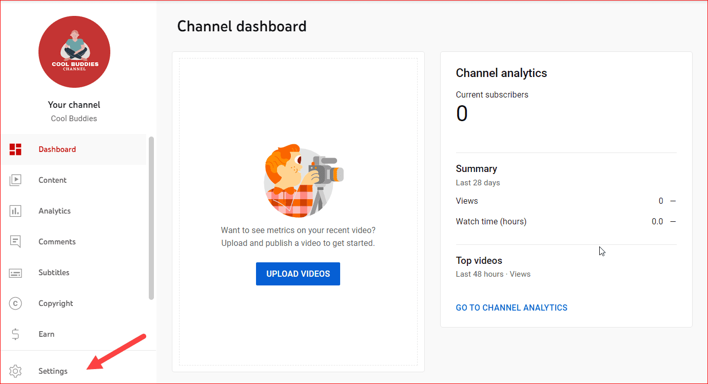 YouTube Channel Dashboard Page