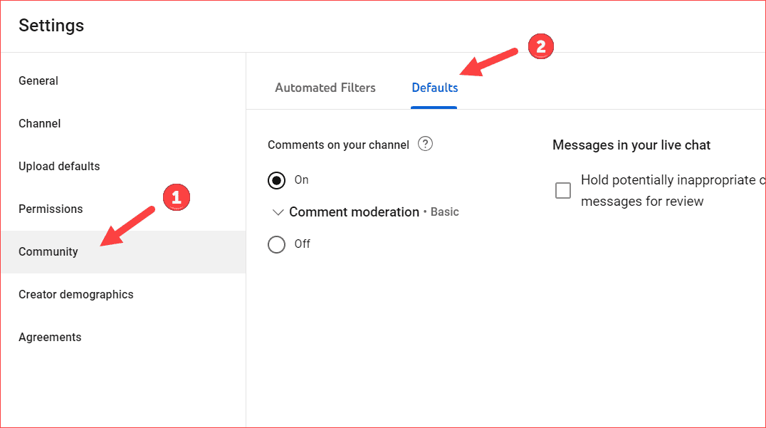 Community tab default