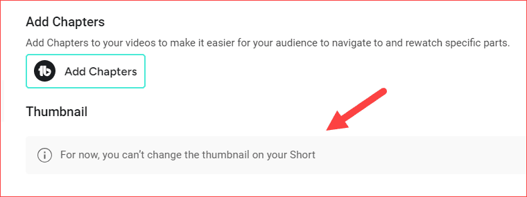 For now, you can’t change the thumbnail on your Short