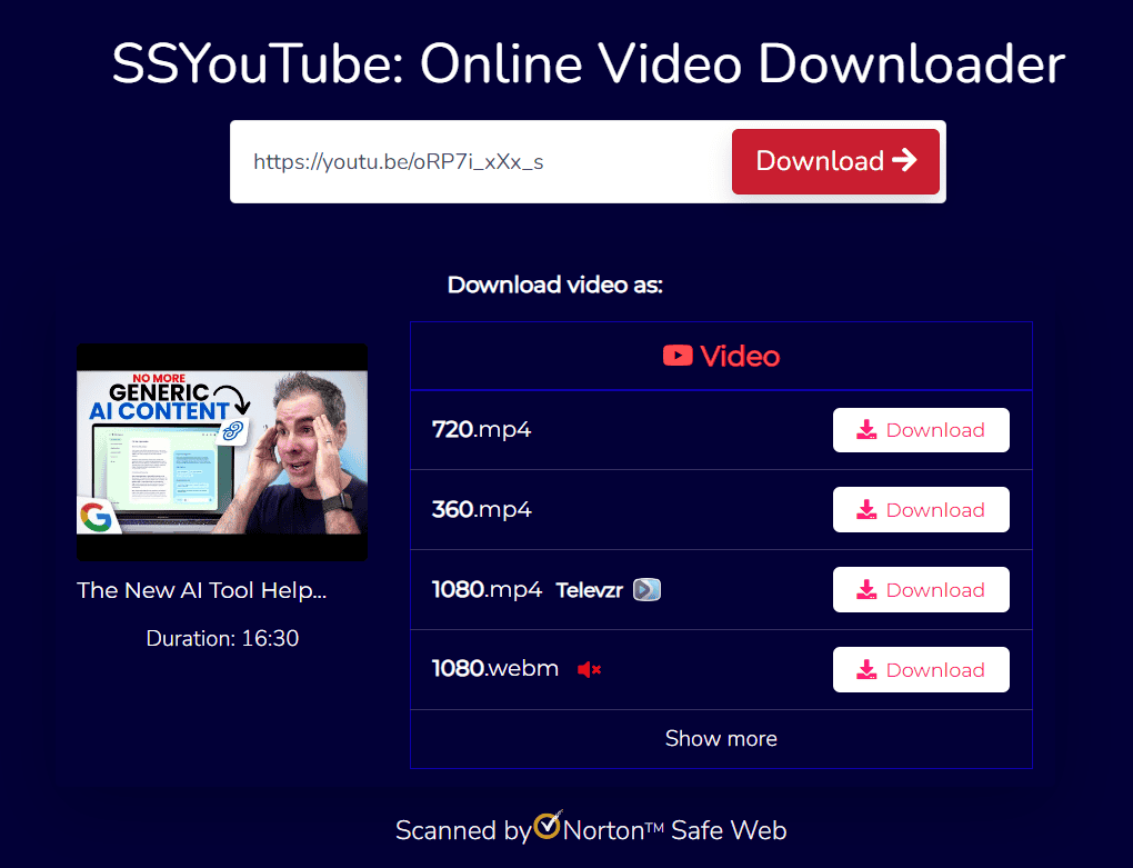 SSYouTube downloader videos