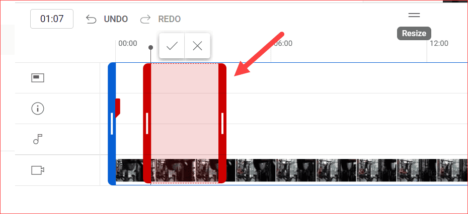 Select the trim frame