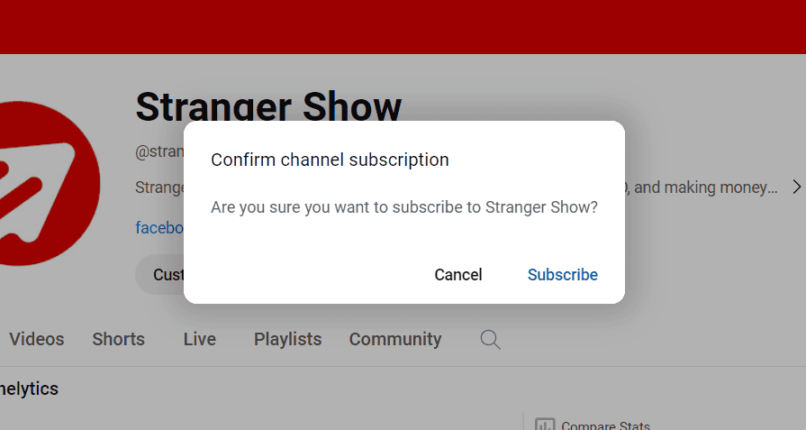 Subscription confirm dialog box