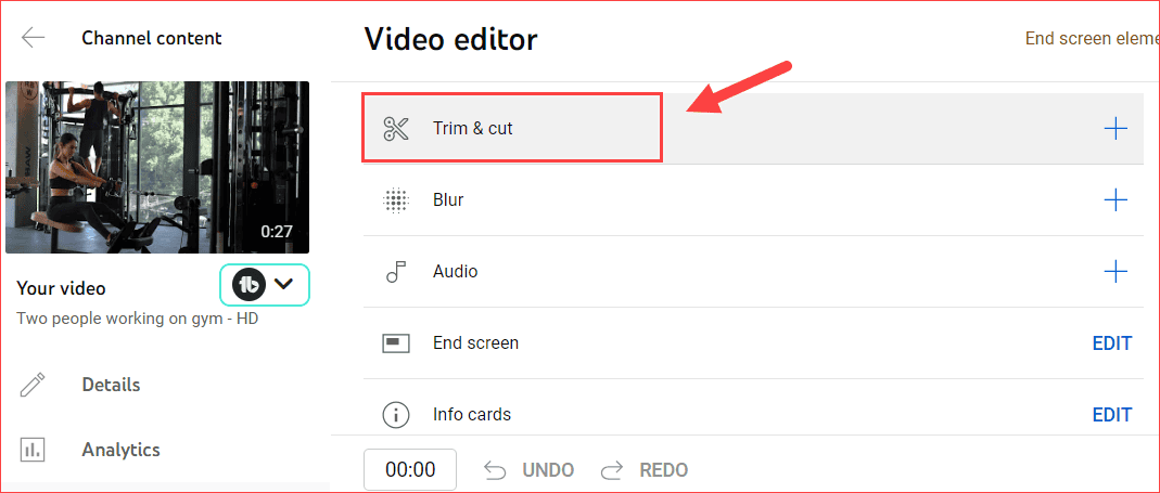 Trim and cut YouTube video