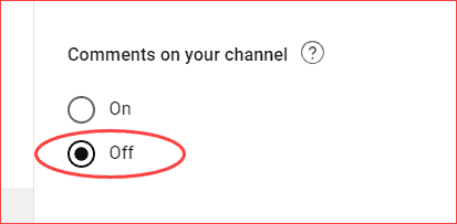 Turn off channel comments